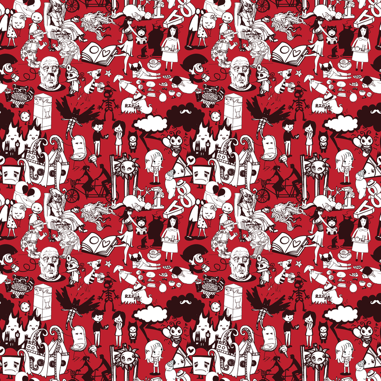 Theworld_of_tinystories_pattern_redbg
